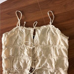 Cream Ruched Sleeveless Top